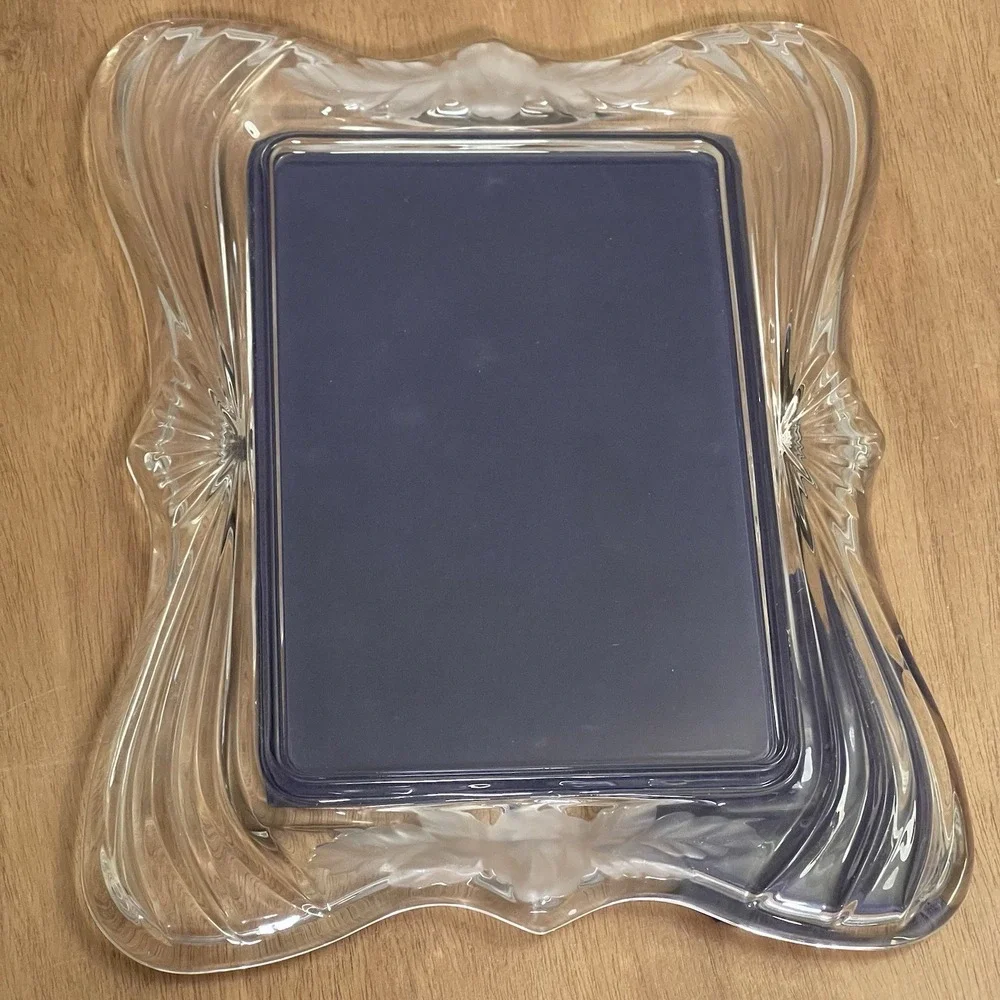 Vintage Ornate Crystal Glass Picture Frame Heavy Easel‎ Picture Size Approx 5x7